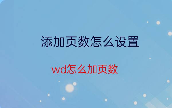 添加页数怎么设置 wd怎么加页数？